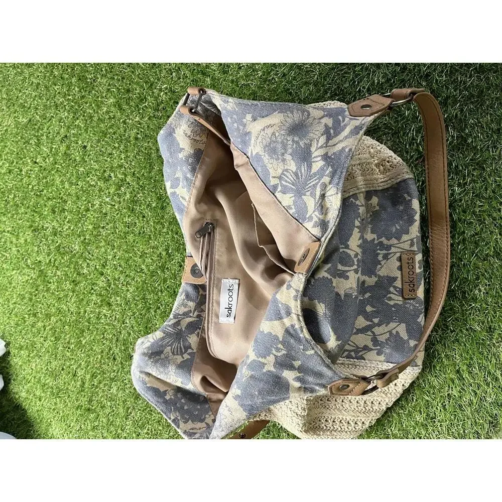 Sakroots‎ Bohemian Crochet and Canvas Shoulder Bag Beach Coastal Vibes Cruise